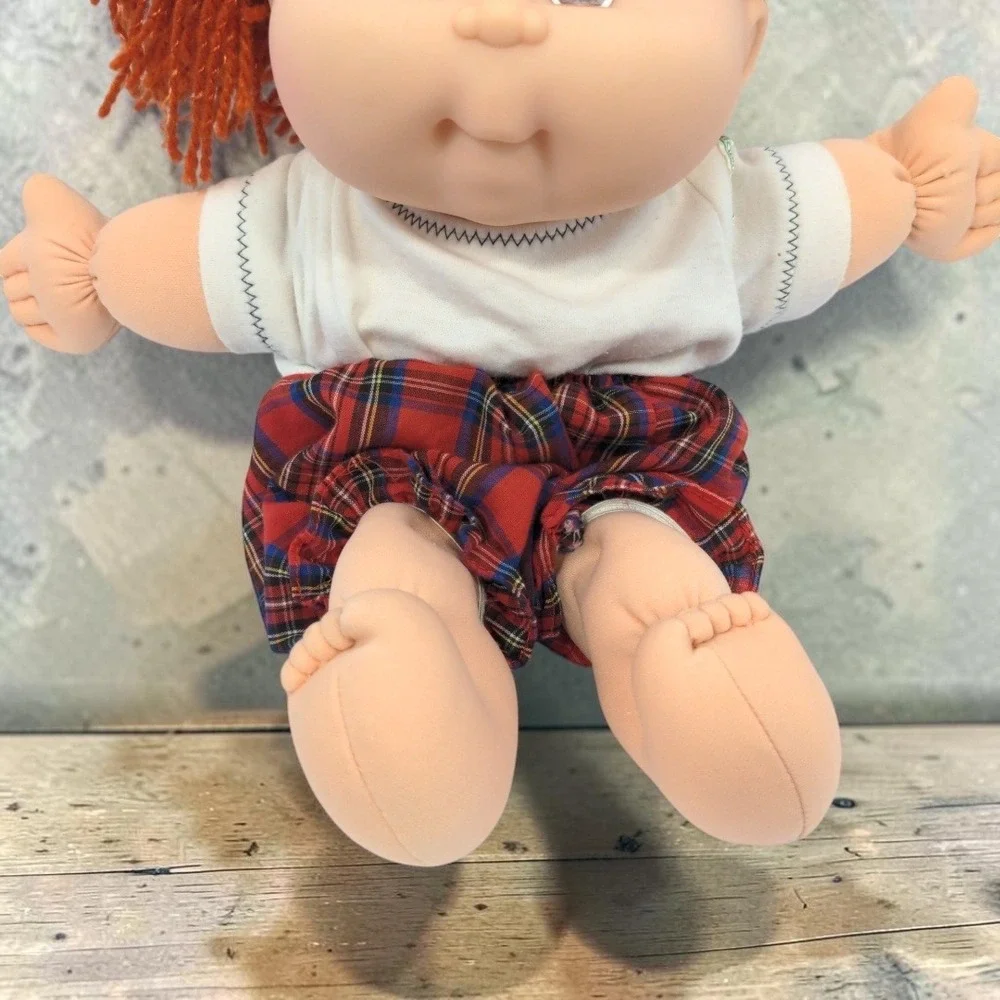 VTG 90's Mattel Cabbage Patch Kids Doll Red Yarn Hair Brown Eyes Plaid CPK 1995